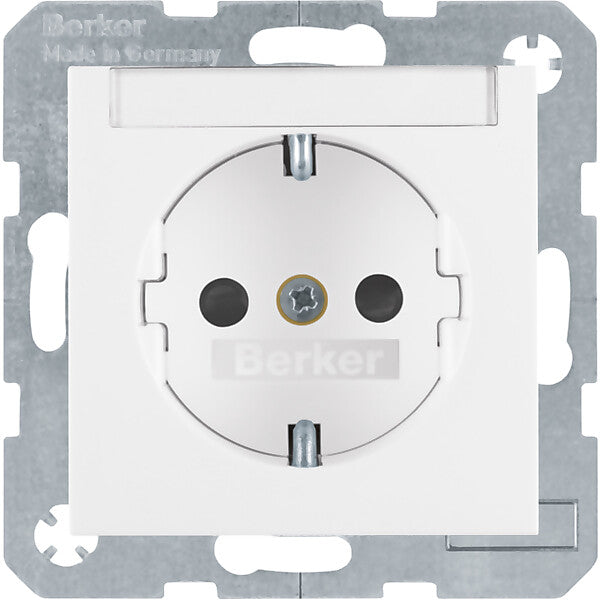 Hager/Berk SCHUKO-Steckdose pws/gl m.Beschriftungsfeld 47498989
